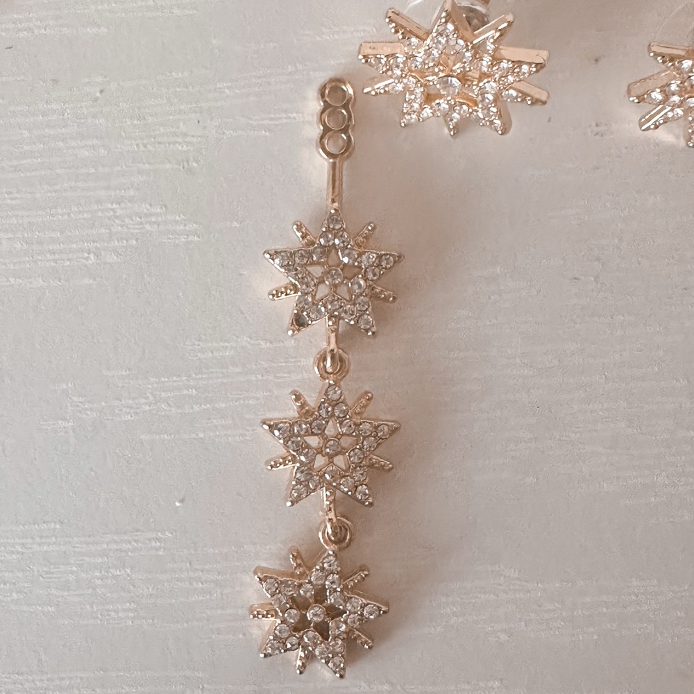 Dazzling Gold Starburst Drop Earrings/Post Starburst Earrings - Picture 7 of 7